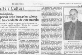La Poesía debe buscar los valores y lo trascendente de este mundo  [artículo].