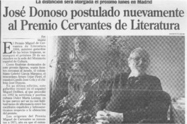 José Donoso postulado nuevamente al Premio Cervantes de literatura  [artículo].