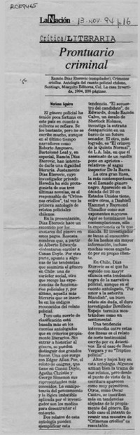 Prontuario criminal  [artículo] Mariano Aguirre.