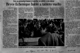 Bryce Echenique habló a tablero vuelto  [artículo] Alejandra Gajardo.