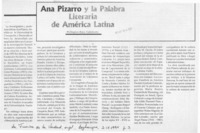 Ana Pizarro y la palabra literaria de América Latina  [artículo] Wellington Rojas Valdebenito.