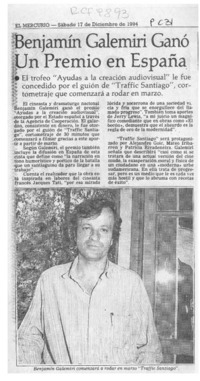 Benjamín Galemiri ganó un premio en España  [artículo].