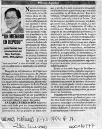 "Un miembro en reposo"  [artículo] Milton Aguilar.