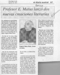 Profesor E. Matus lanzó dos nuevas creaciones literarias  [artículo]