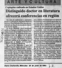 Distinguido doctor en literatura ofrecerá conferencias en región  [artículo].