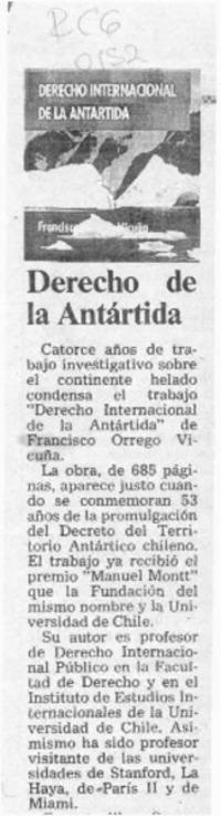 Derecho de la Antártida  [artículo].