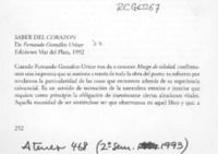 Saber del corazón  [artículo] Antonio Campaña.