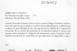 Saber del corazón  [artículo] Antonio Campaña.
