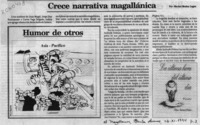 Crece narrativa magallánica  [artículo] Marino Muñoz Lagos.