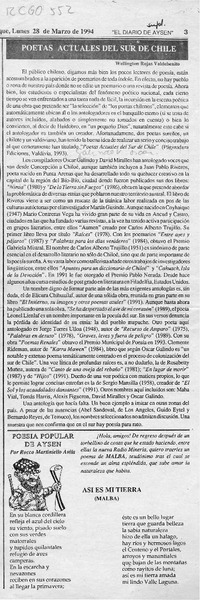 Poetas actuales del sur de Chile  [artículo] Wellington Rojas Valdebenito.