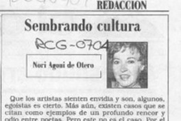Sembrando cultura  [artículo] Nori Agoni de Otero.