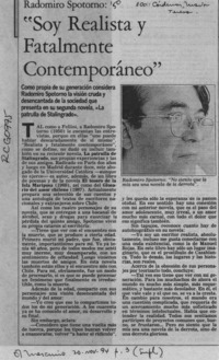 "Soy realista y fatalmente contemporáneo"  [artículo] María Teresa Cárdenas.