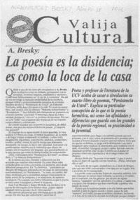 La poesía es la disidencia : es como la loca de la casa : [artículo]