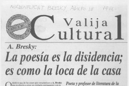 La poesía es la disidencia : es como la loca de la casa : [artículo]