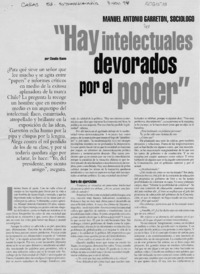 "Hay intelectuales devorados por el poder"  [artículo] Claudia Alamo.