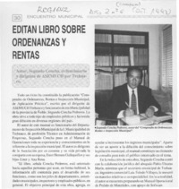 Editan libro sobre ordenanzas y rentas  [artículo].