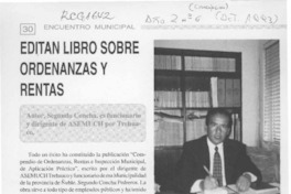 Editan libro sobre ordenanzas y rentas  [artículo].