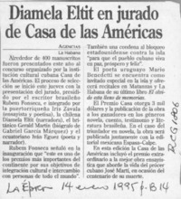 Diamela Eltit en jurado de Casa de las Américas  [artículo].