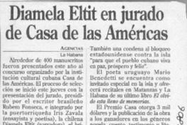 Diamela Eltit en jurado de Casa de las Américas  [artículo].