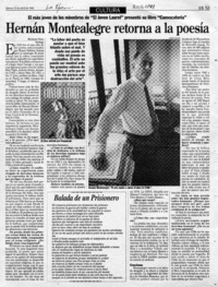 Hernán Montealegre retorna a la poesía  [artículo] Richard Vera.