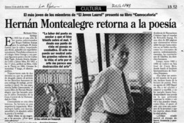 Hernán Montealegre retorna a la poesía  [artículo] Richard Vera.