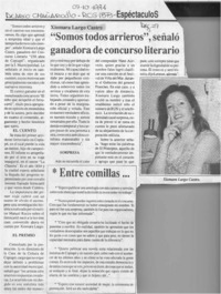 "Somos todos arrieros", señalo ganadora de concurso literario  [artículo].