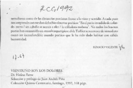 Veintiuno son los dolores  [artículo] Ignacio Valente.