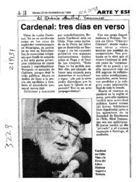 Cardenal, tres días en verso  [artículo].