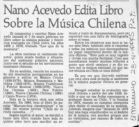 Nano Acevedo edita libro sobre la música chilena  [artículo].