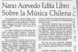 Nano Acevedo edita libro sobre la música chilena  [artículo].