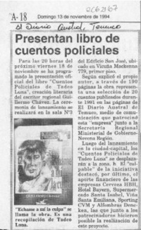 Presentan libro de cuentos policiales  [artículo].
