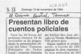 Presentan libro de cuentos policiales  [artículo].