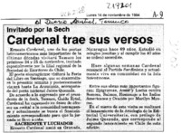 Cardenal trae sus versos  [artículo].