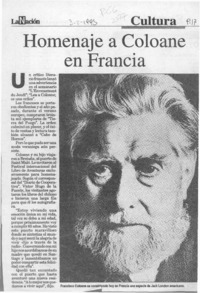 Homenaje a Coloane en Francia  [artículo].