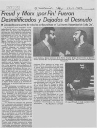 Freud y Marx por fin! fueron desmitificados y dejados al desnudo
