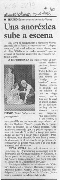 Una Anoréxica sube a escena  [artículo].