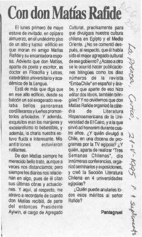 Con don Matías Rafide  [artículo] Pantagruel.