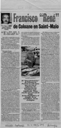 Francisco "René" de Coloane en Saint-Malo  [artículo] Luis Sánchez Latorre.