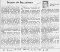 Después del lanzamiento  [artículo] Antonio Quezada Monsalves.