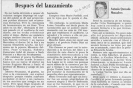 Después del lanzamiento  [artículo] Antonio Quezada Monsalves.