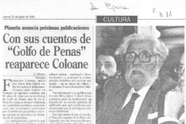 Con sus cuentos de "Golfo de penas" reaparece Coloane