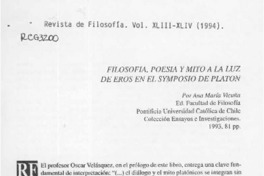 Filosofía, poesía y mito a la luz de Eros en el Symposio de Platón  [artículo] Andrés Covarrubias Correa.