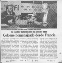 Coloane homenajeado desde Francia  [artículo].