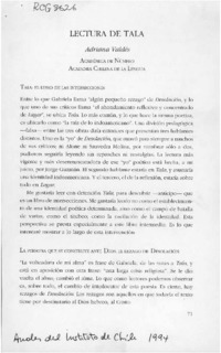 Lectura de Tala  [artículo] Adriana Valdés.