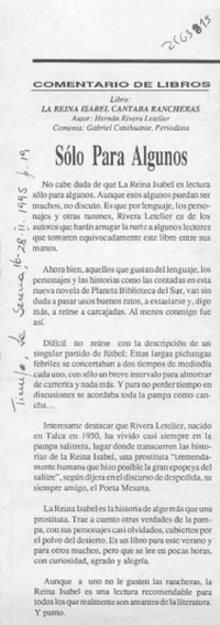 Sólo para algunos  [artículo] Gabriel Canihuante.