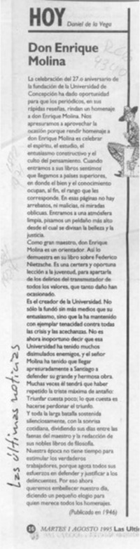 Don Enrique Molina  [artículo] Daniel de la Vega.