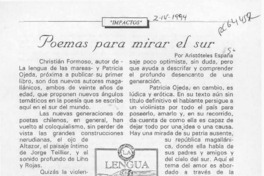 Poemas para mirar el sur  [artículo]Aristóteles España.