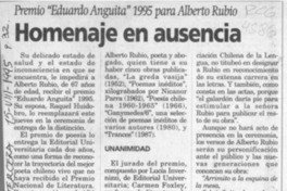 Homenaje en ausencia  [artículo] Claudia Sánchez R.