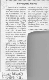 Flores para flores  [artículo].