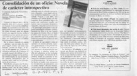 Consolidación de un oficio, novela de carácter introspectivo  [artículo] Eduardo Guerrero del Río.